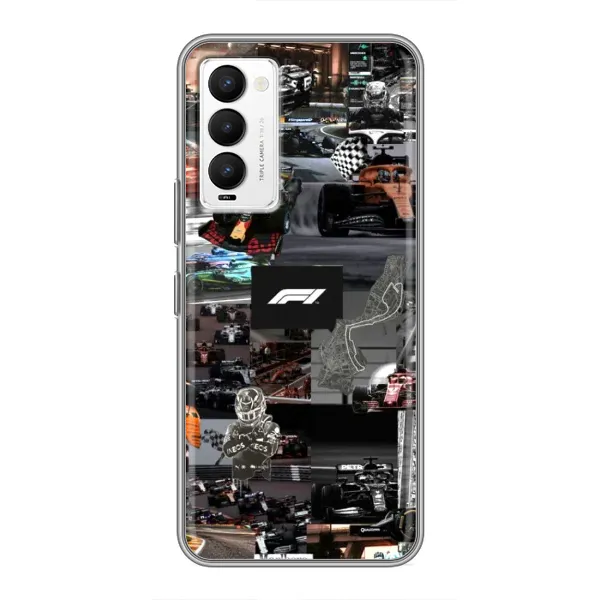 Чехол с принтом «Гоночный коллаж Ф1» для TECNO Camon 18 / Camon 18P