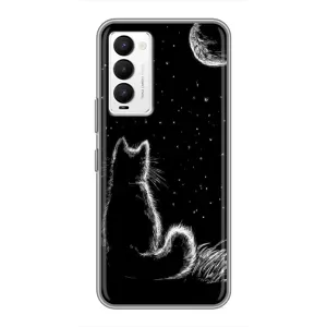 Чохол з принтом для Tecno Camon 18 / Camon 18P (AlphaPrint) Модні коти (Котик і місяць)