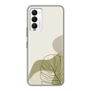 Силиконовый чехол с принтом в цветах на Tecno Camon 18 / Camon 18P (Зеленая монстера дизайн)