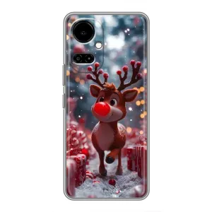 Яркий чехол для TECNO Camon 19 (CI6n) / 19 Pro (CI8n) с Зимними Оленятами (Олень среди подарков)