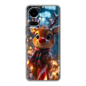 Яркий чехол для TECNO Camon 19 (CI6n) / 19 Pro (CI8n) с Зимними Оленятами (Олень с шарфом)