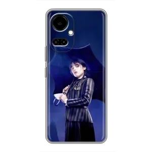Чехлы Венсдей на TECNO Camon 19 (CI6n) / 19 Pro (CI8n) Уэнсдей (AlphaPrint) (Уэнздей с зонтом)