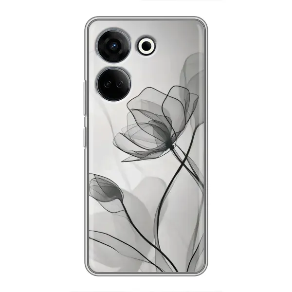 Чохол з принтом «Чорні квіти» для TECNO Camon 20 Pro