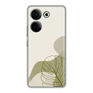 Силиконовый чехол с принтом в цветах на Tecno Camon 20 Pro (Зеленая монстера дизайн)