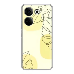 Силиконовый чехол с принтом в цветах на Tecno Camon 20 Pro (Желтая монстера арт)