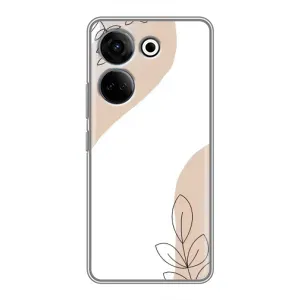 Силиконовый чехол с принтом в цветах на Tecno Camon 20 Pro (Нюдовая веточка абстракция)