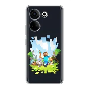 Чехол Майнкрафт на Tecno Camon 20 Pro (AlphaPrint) Minecraft (персонажи Minecraft)