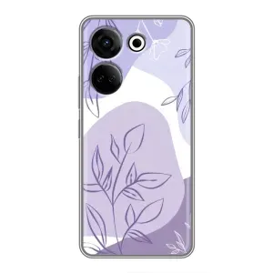 Силиконовый чехол с принтом в цветах на Tecno Camon 20 (Фиолетовые листья абстракция)