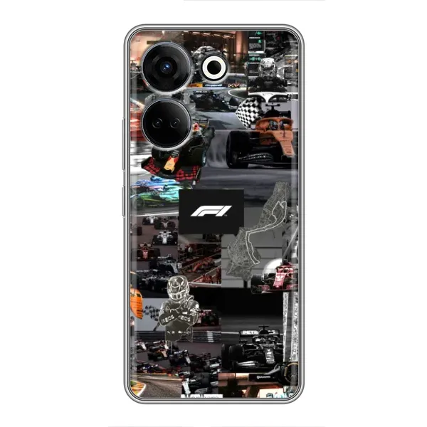 Чохол з принтом «Гоночний колаж Ф1» для TECNO Camon 20 Чохол з принтом «Гоночний колаж Ф1» для TECNO Camon 20