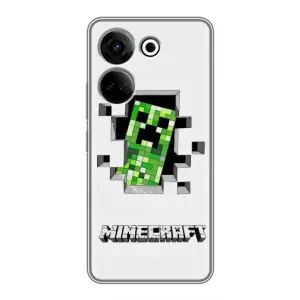 Чехол Майнкрафт на Tecno Camon 20 (AlphaPrint) Minecraft (крипер Майнкрафт)