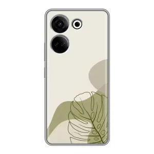 Силиконовый чехол с принтом в цветах на Tecno Camon 20 (Зеленая монстера дизайн)