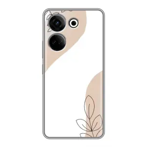 Силиконовый чехол с принтом в цветах на Tecno Camon 20 (Нюдовая веточка абстракция)