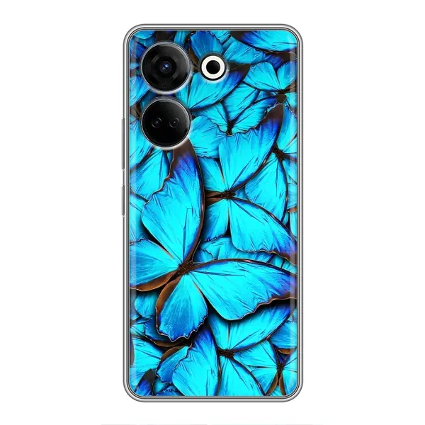 Чехол с принтом «Синие бабочки» для TECNO Camon 20