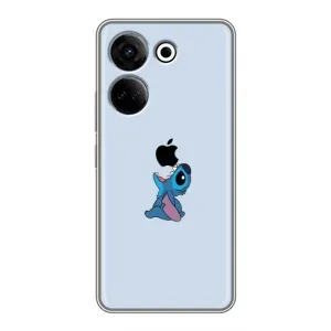 Чехол с принтом Стич на TECNO Camon 20 (Stitch apple)