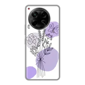 Силиконовый чехол с принтом в цветах на Tecno Camon 30 (CL6) (Букет фиолетовая абстракция)