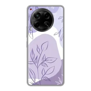 Силиконовый чехол с принтом в цветах на Tecno Camon 30 (CL6) (Фиолетовые листья абстракция)