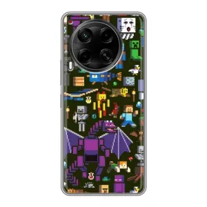Чохол Майнкрафт на Tecno Camon 30 (CL6) (AlphaPrint) Minecraft (Колаж Майнкрафт)