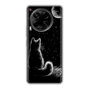 Чохол з принтом для Tecno Camon 30 (CL6) (AlphaPrint) Модні коти (Котик і місяць)