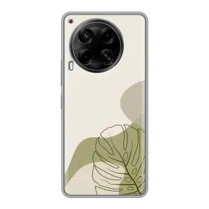 Силиконовый чехол с принтом в цветах на Tecno Camon 30 (CL6) (Зеленая монстера дизайн)