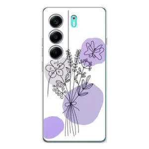Силиконовый чехол с принтом в цветах на TECNO Camon 40 (Букет фиолетовая абстракция)