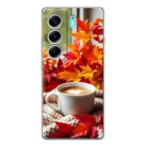 Чехол с принтом «Кофе и листья» для TECNO Camon 40