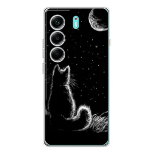 Чехол с принтом «Котик и луна» для TECNO Camon 40