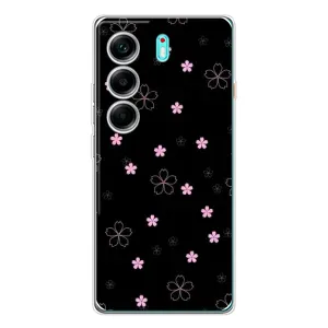 Чехол с принтом «Розовые цветы на черном» для TECNO Camon 40