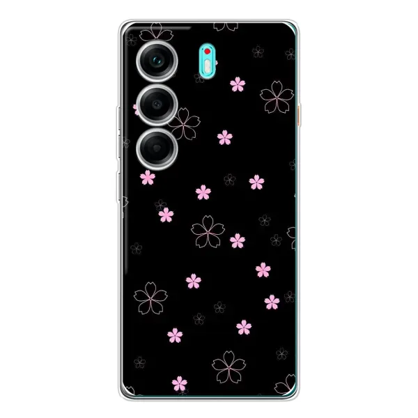 Чехол с принтом «Розовые цветы на черном» для TECNO Camon 40