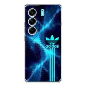 Чехлы Адидас для TECNO Camon 40 (AlphaPrint) (Синий Адидас)