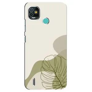 Силиконовый чехол с принтом в цветах на TECNO Pop 4 LTE (Зеленая монстера дизайн)