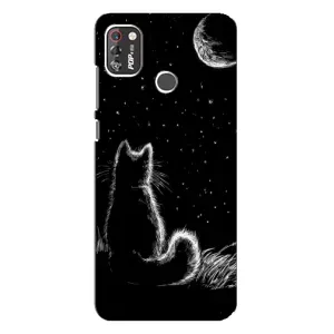 Чохол з принтом для TECNO POP 4 Pro (AlphaPrint) Модні коти (Котик і місяць)