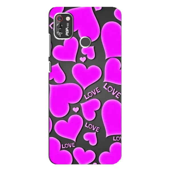 Чехол с принтом «Pink hearts» для TECNO POP 4 Pro