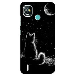 Чохол з принтом для TECNO Pop 5 (BD2p) (AlphaPrint) Модні коти (Котик і місяць)