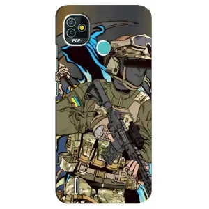 Чехлы с картинкой ЗСУ для TECNO Pop 5 (BD2p) (AlphaPrint) (Воин ВСУ)