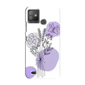 Силиконовый чехол с принтом в цветах на Tecno Pop 5 GO (Букет фиолетовая абстракция)