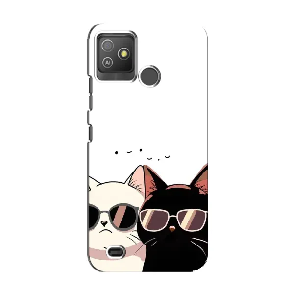 Чохол з принтом «Коти в окулярах» для TECNO Pop 5 GO