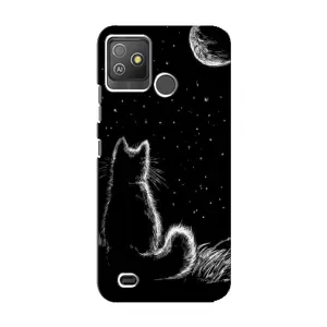 Чохол з принтом для Tecno Pop 5 GO (AlphaPrint) Модні коти (Котик і місяць)