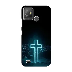Чехол для Tecno Pop 5 GO (AlphaPrint) - (Христианские) (Крест и город)