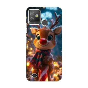 Яскравий чохол для Tecno Pop 5 GO з Зимові Оленята (Олень з шарфом)