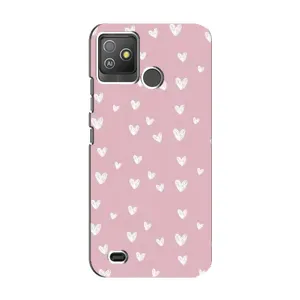 Чохол з розовим принтом для Tecno Pop 5 GO (Сердечки на рожевому)