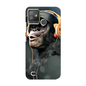 Чохол з Мавпами Tecno Pop 5 GO - (AlphaPrint) (В навушниках)