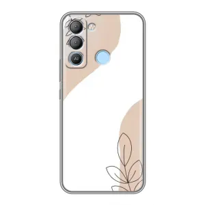 Силиконовый чехол с принтом в цветах на TECNO Pop 5 LTE (Нюдовая веточка абстракция)