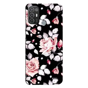 Чехлы с Цветами для TECNO Pop 6 Pro (BE8) (VPrint) (Цветочки на черном)