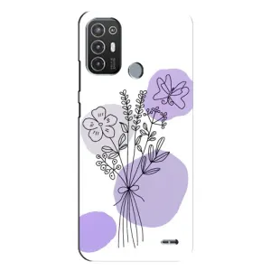 Силиконовый чехол с принтом в цветах на TECNO Pop 6 Pro (BE8) (Букет фиолетовая абстракция)