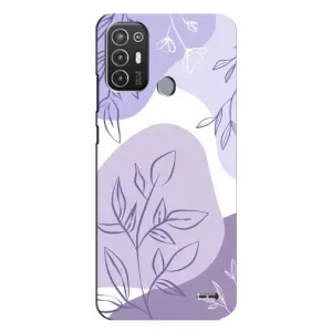 Силиконовый чехол с принтом в цветах на TECNO Pop 6 Pro (BE8) (Фиолетовые листья абстракция)