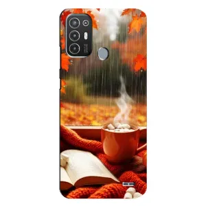 Чохол з принтом «Кава і дощ» для TECNO Pop 6 Pro (BE8)