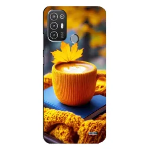 Чохол з принтом «Кава на жовтому пледі» для TECNO Pop 6 Pro (BE8)