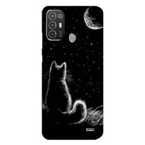 Чохол з принтом для TECNO Pop 6 Pro (BE8) (AlphaPrint) Модні коти (Котик і місяць)