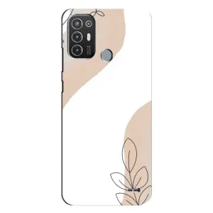Силиконовый чехол с принтом в цветах на TECNO Pop 6 Pro (BE8) (Нюдовая веточка абстракция)