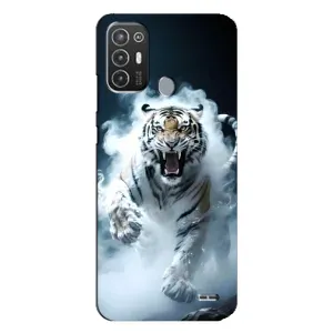 Чохол з картинкою 'Хижаки' для TECNO Pop 6 Pro (BE8) (Білий тигр у диму)